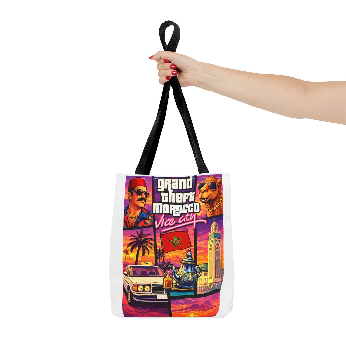 Tote Bag — Grand Theft Morocco "Dima Maghrib" Retro Vice City Design