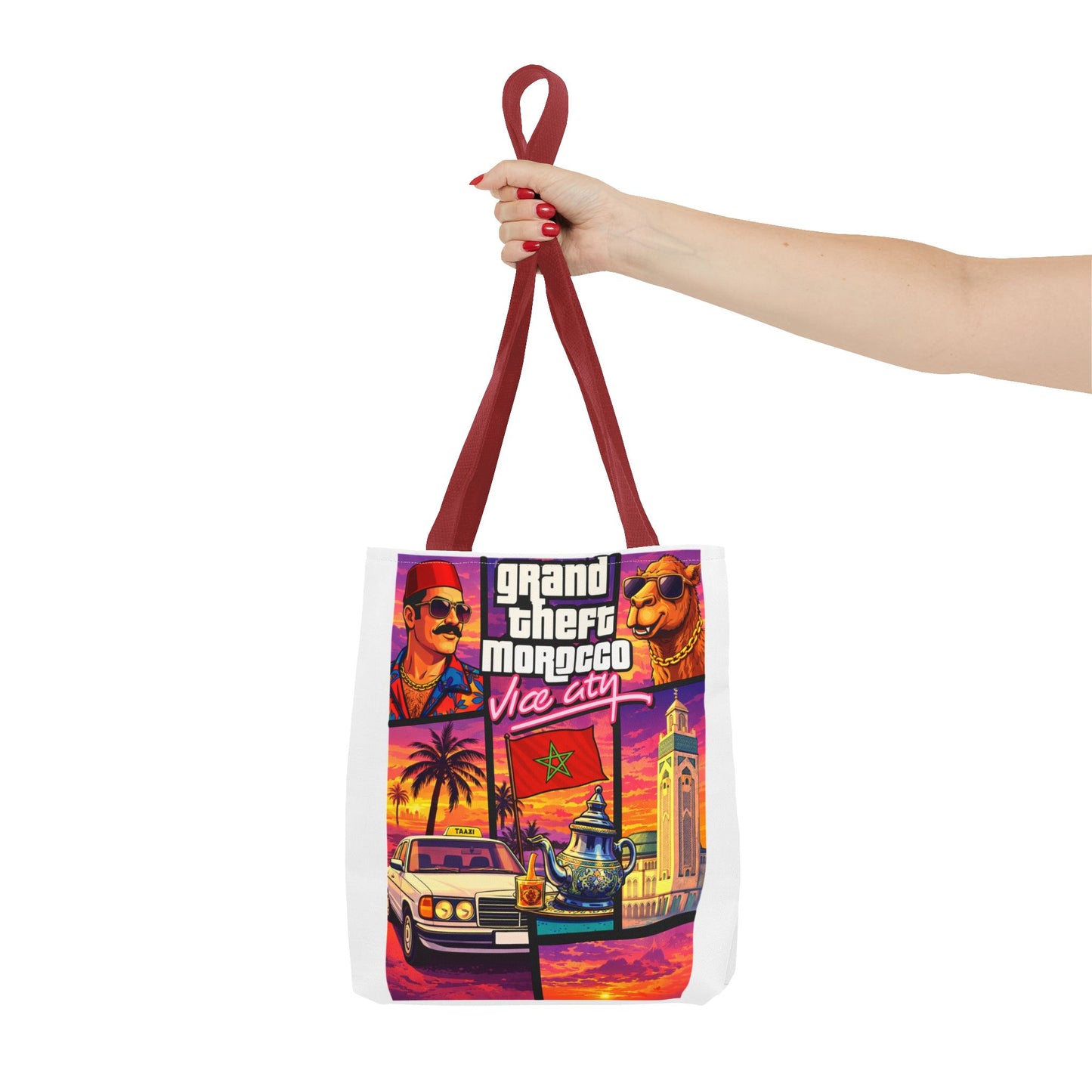 Tote Bag — Grand Theft Morocco "Dima Maghrib" Retro Vice City Design