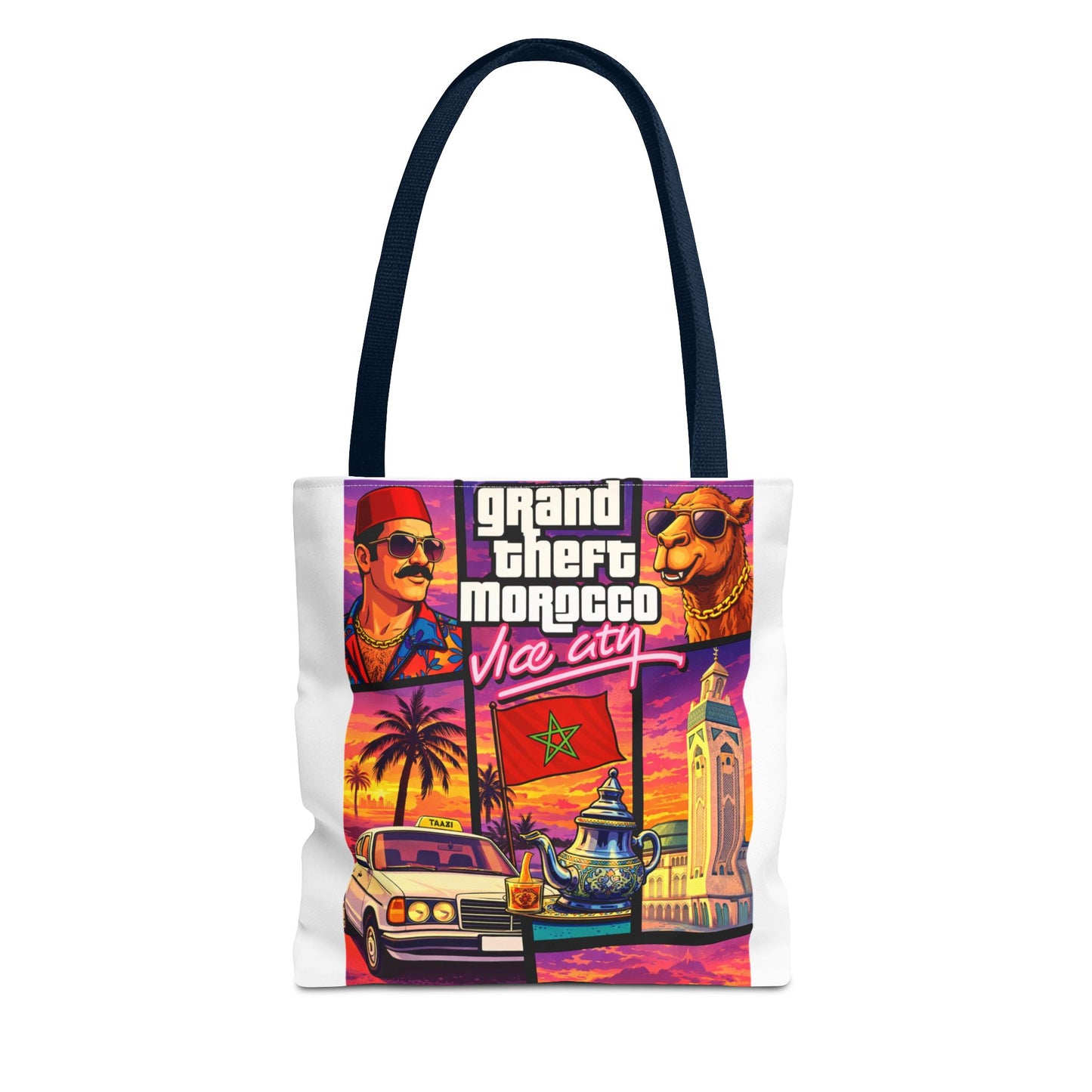 Tote Bag — Grand Theft Morocco "Dima Maghrib" Retro Vice City Design