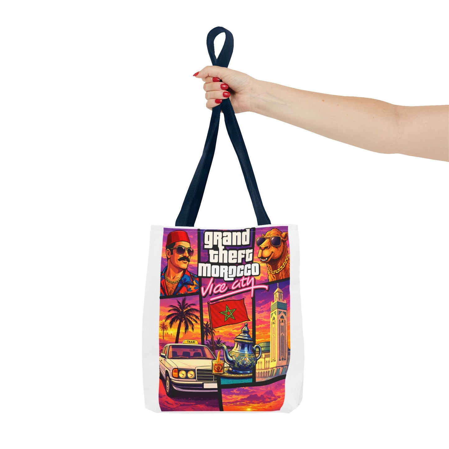 Tote Bag — Grand Theft Morocco "Dima Maghrib" Retro Vice City Design
