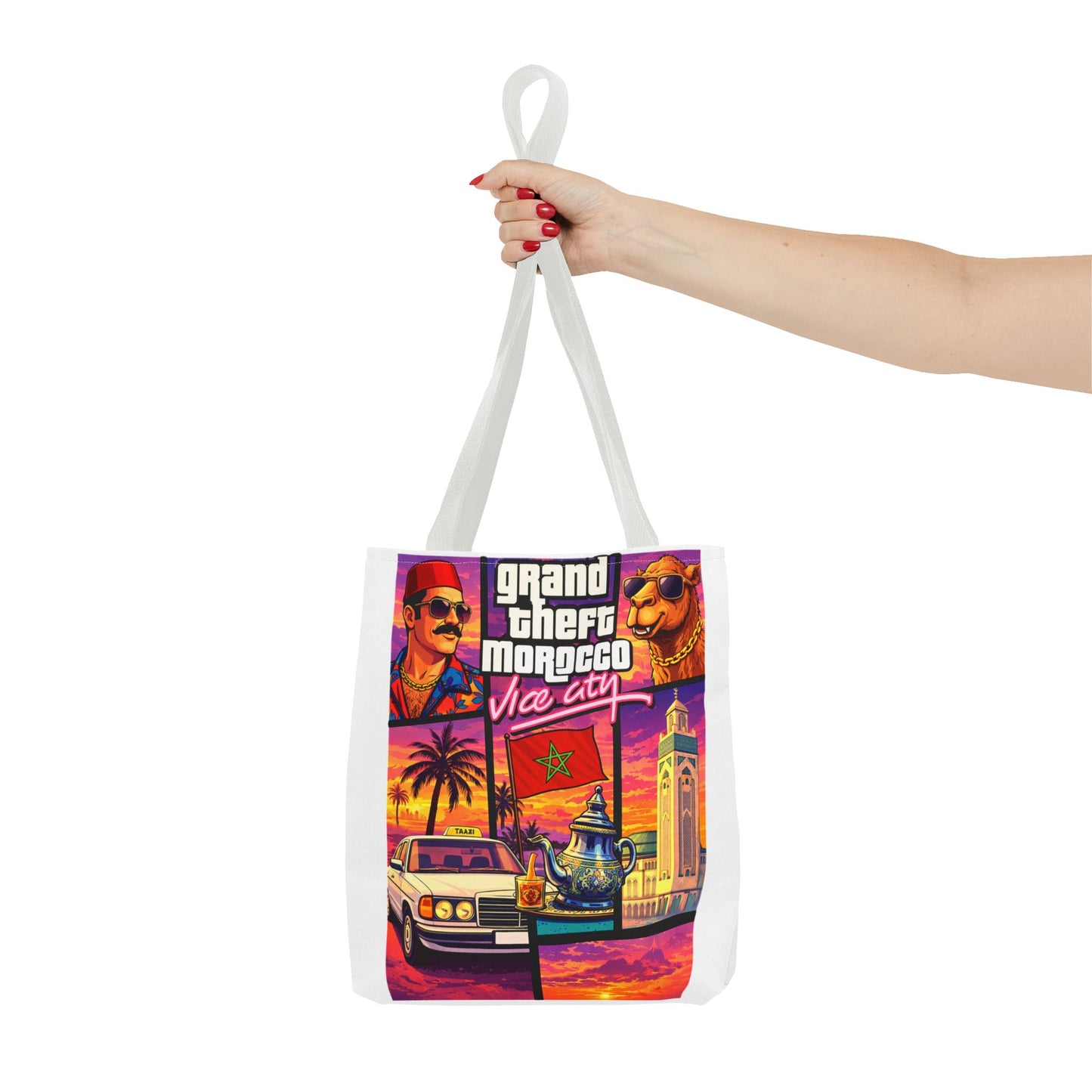 Tote Bag — Grand Theft Morocco "Dima Maghrib" Retro Vice City Design